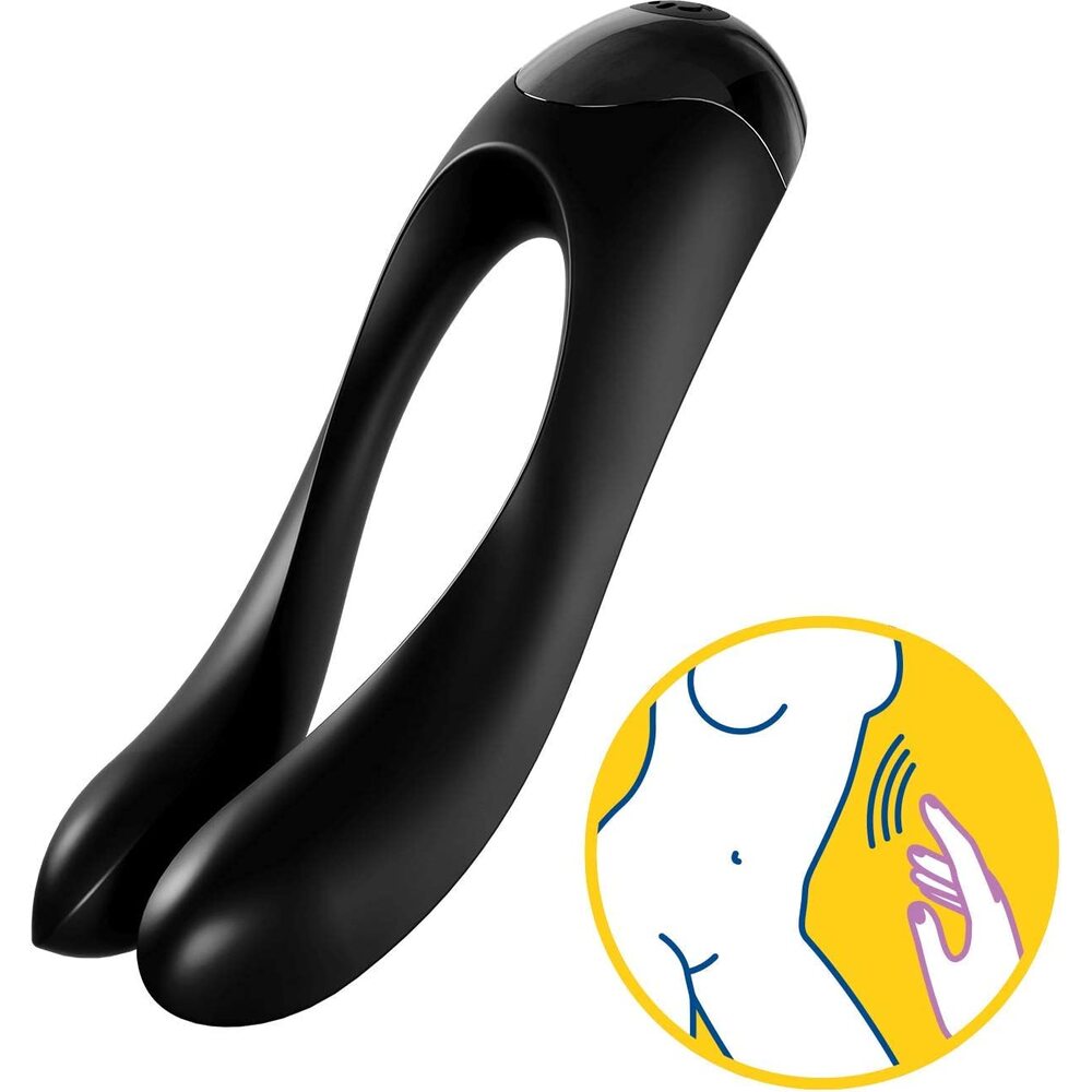 Satisfyer Black Candy Cane Finger Vibrator with Dual Motors