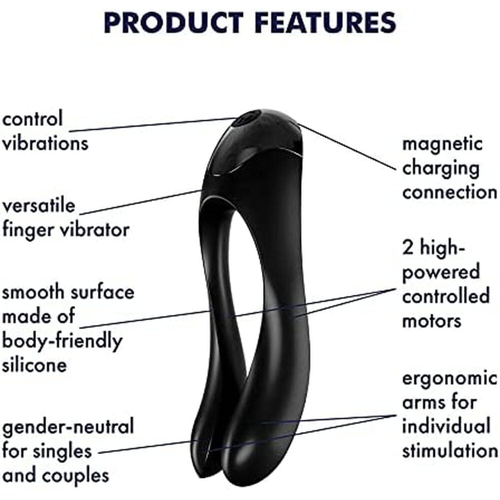Satisfyer Black Candy Cane Finger Vibrator with Dual Motors