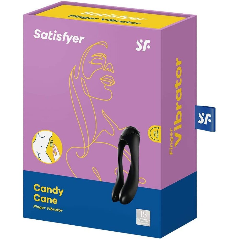 Satisfyer Black Candy Cane Finger Vibrator with Dual Motors