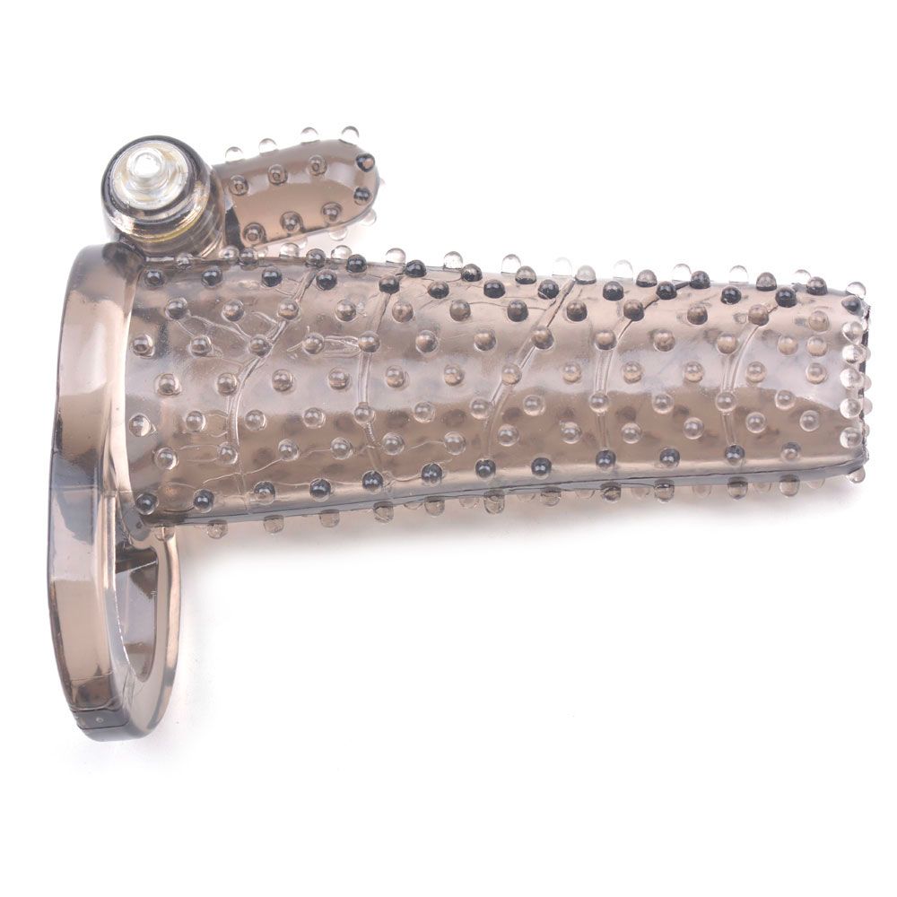 Sensational Secrets Black Textured Cock Sleeve with Vibrator
