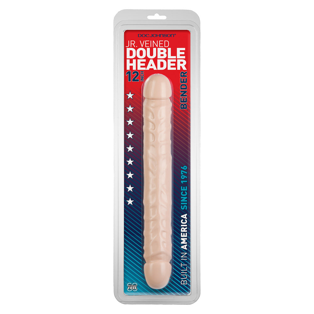 Jr Flesh-Colored Veined Double Header 12 Inch Bender Dong