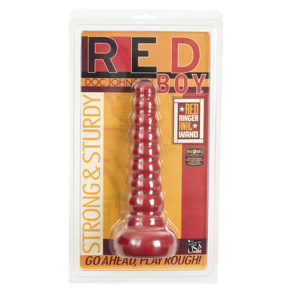 Red Boy Red 8 Inch Graduated Beaded Anal Wand Butt Plug