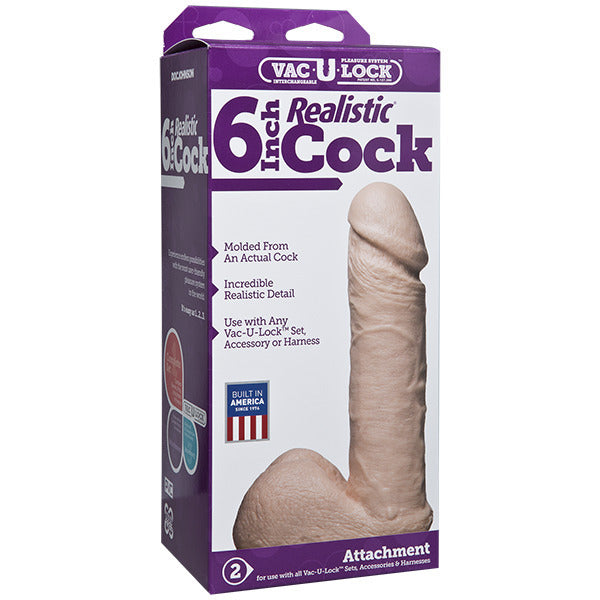 VacULock Realistic Skin Tone 6 Inch Dildo Attachment
