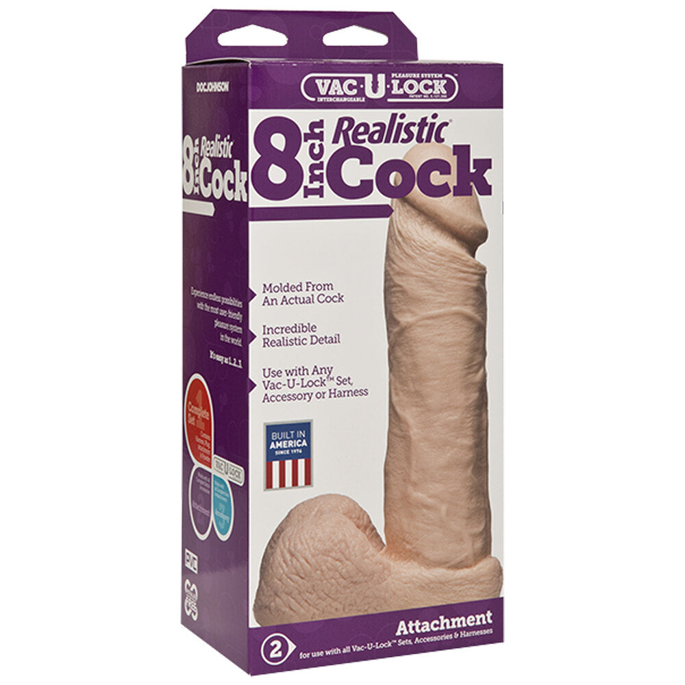 VacULock Flesh Pink 8 Inch Realistic Penis Attachment