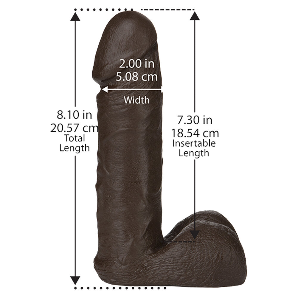 VacULock Black 8 Inch Realistic Dildo Attachment