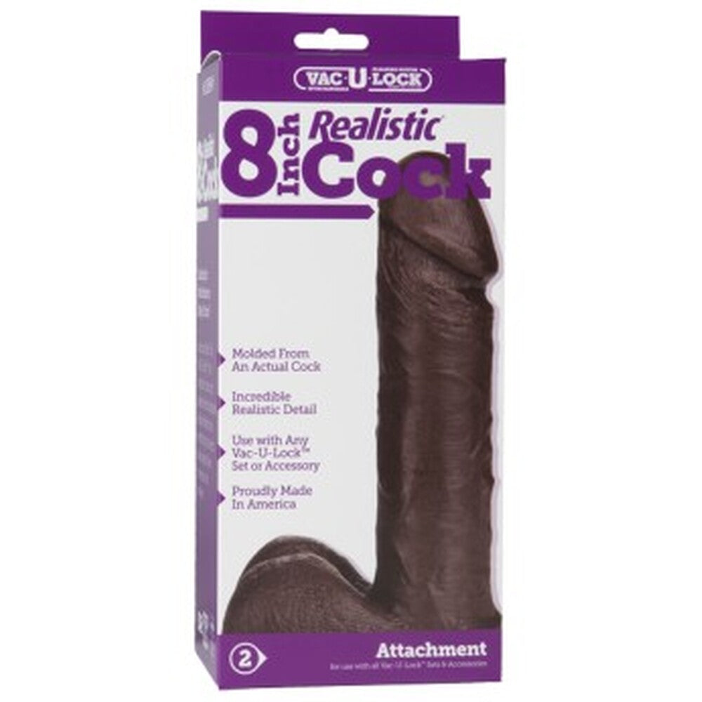 VacULock Black 8 Inch Realistic Dildo Attachment