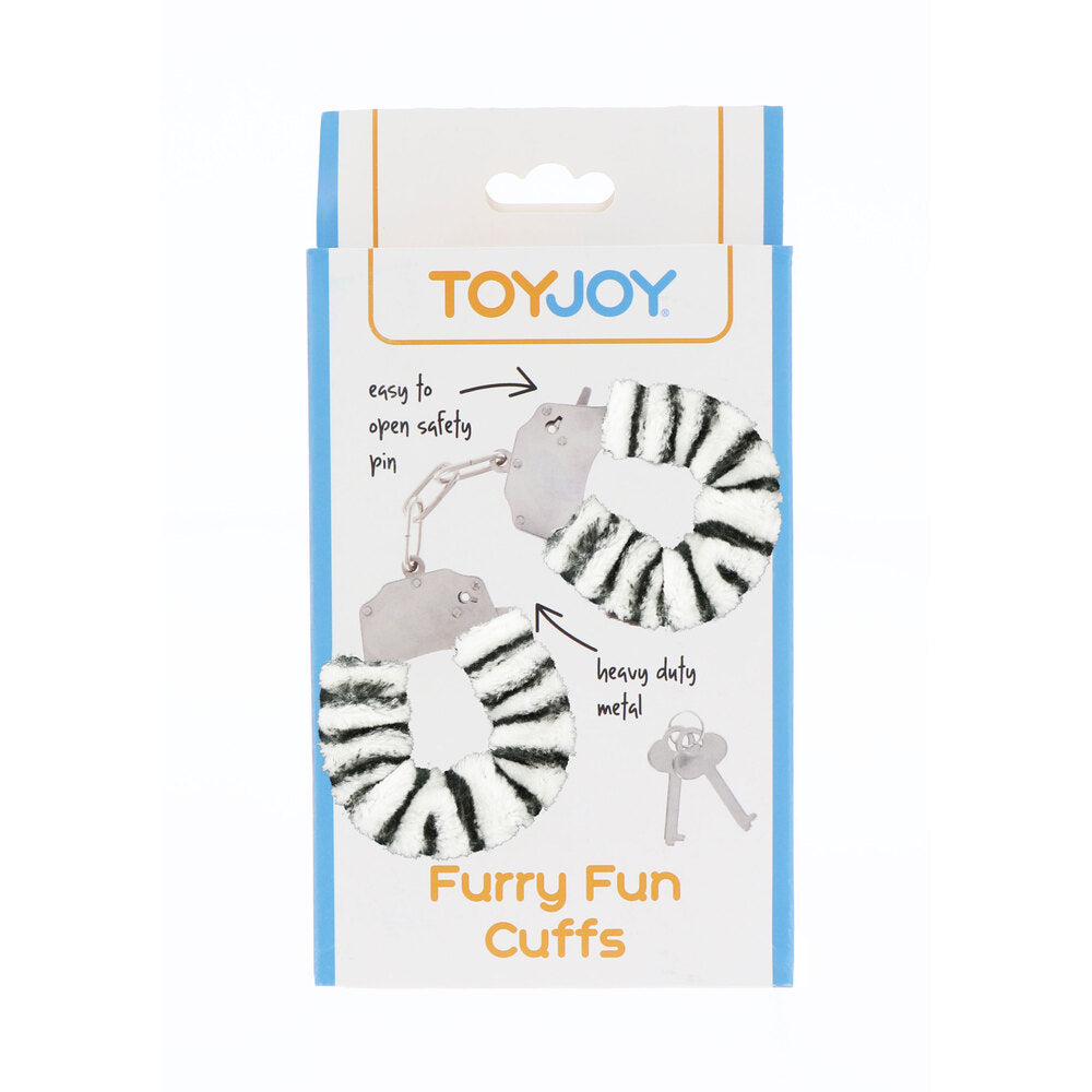 ToyJoy Zebra Plush Furry Fun Wrist Cuffs for Bondage Play