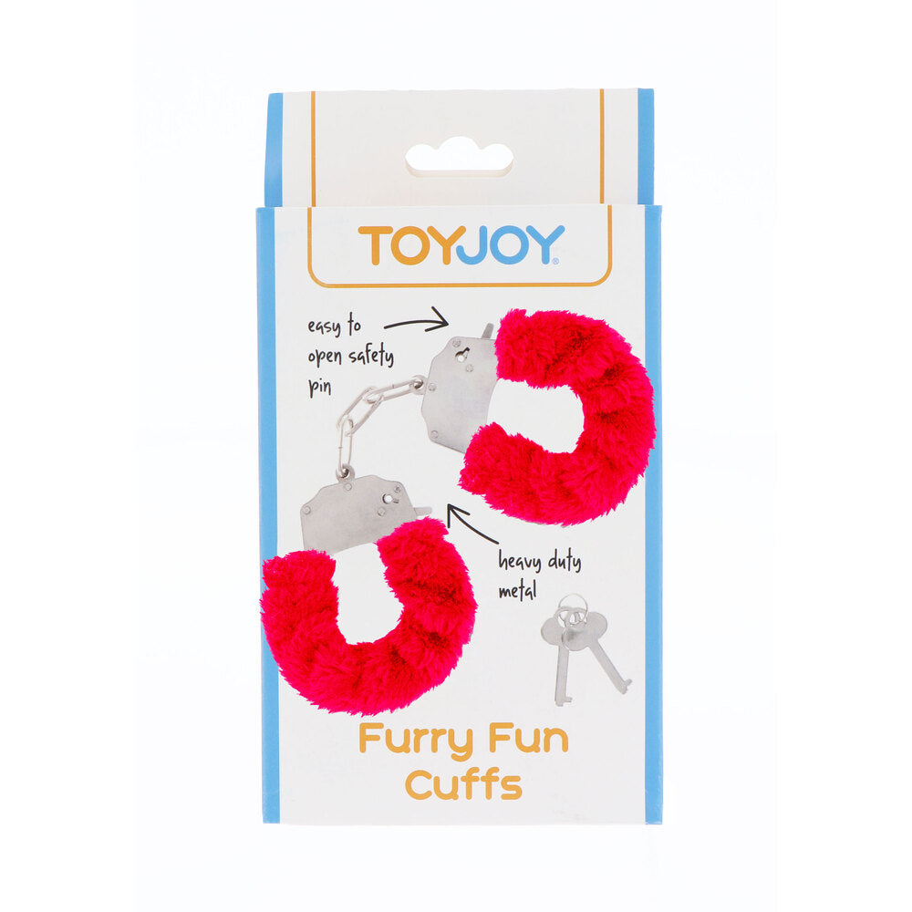 ToyJoy Red Furry Fun Wrist Cuffs Secure Restraint