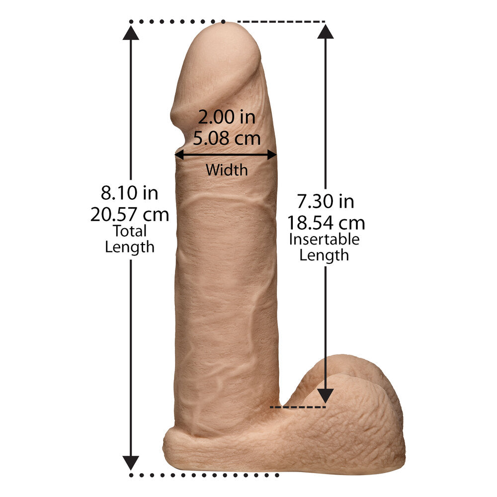 VacULock Black 8 Inch Realistic Dildo with Ultra Harness