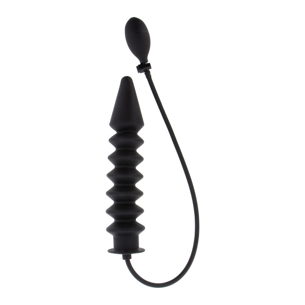 Hidden Desire Black Inflatable Ribbed Plug with Quick Release Valve