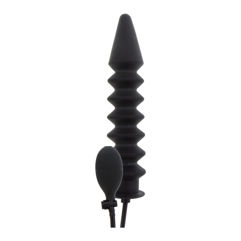 Hidden Desire Black Inflatable Ribbed Plug with Quick Release Valve
