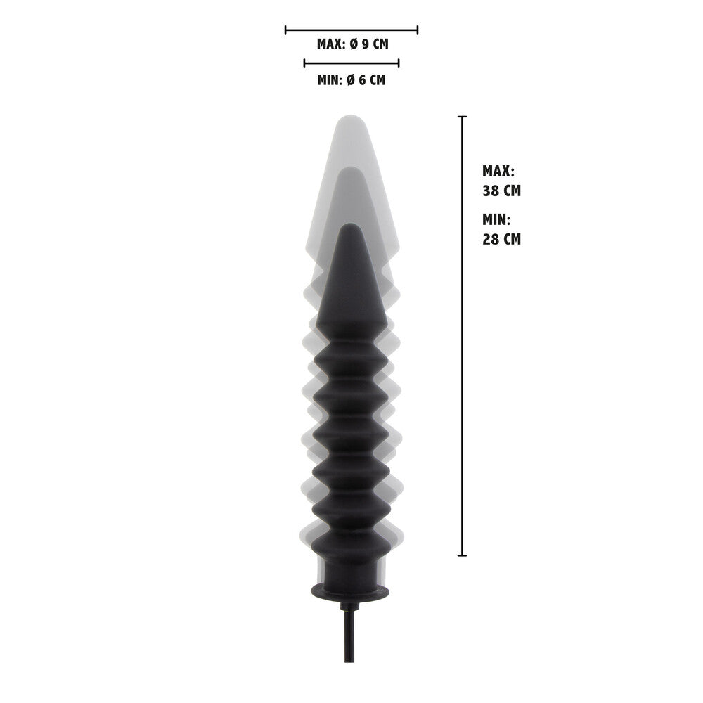 Hidden Desire Black Inflatable Ribbed Plug with Quick Release Valve