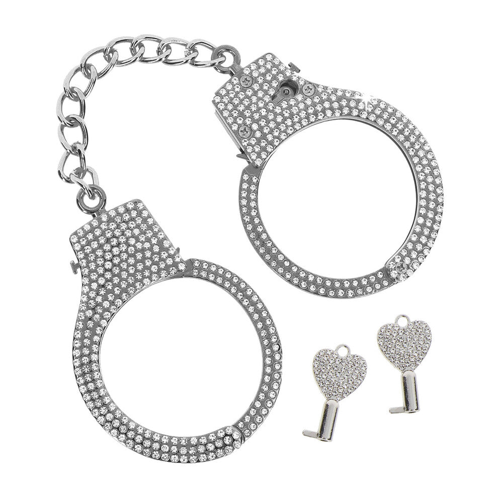 Taboom Silver Rhinestone-Studded Adjustable Diamond Wrist Cuffs