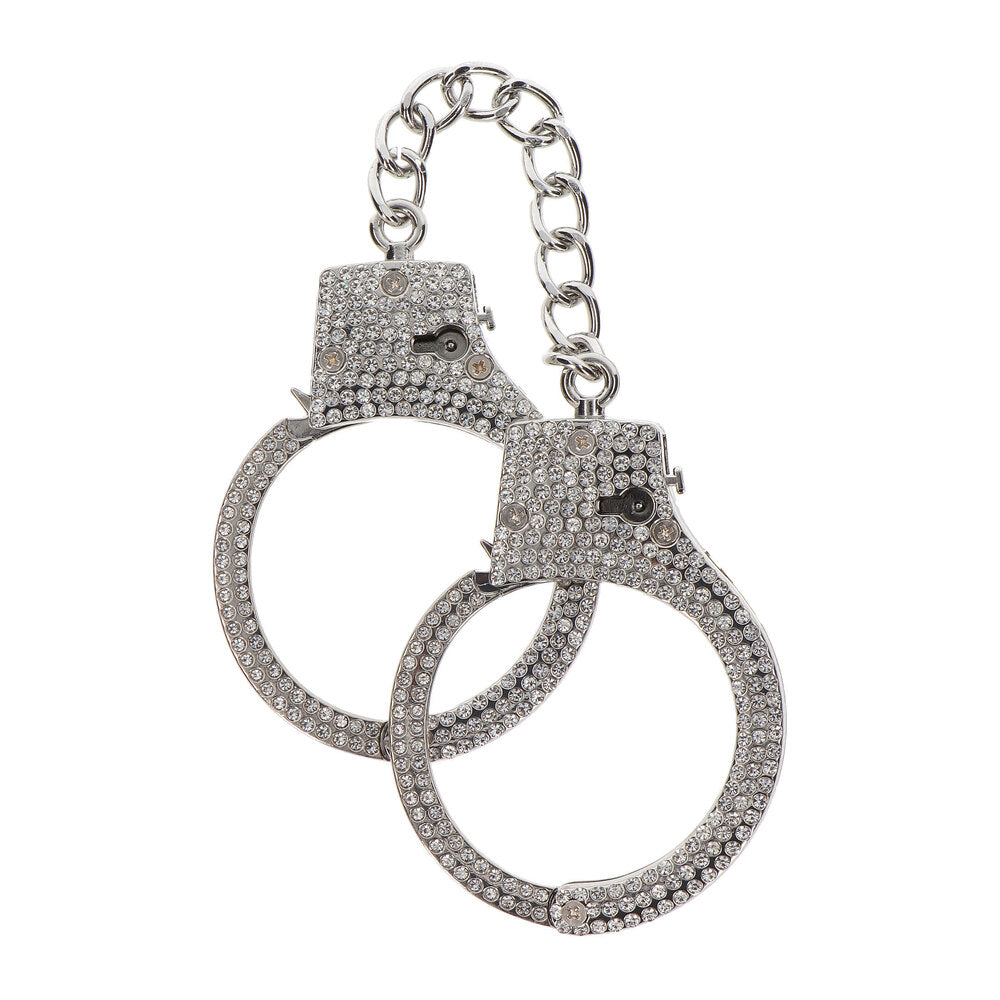 Taboom Silver Rhinestone-Studded Adjustable Diamond Wrist Cuffs