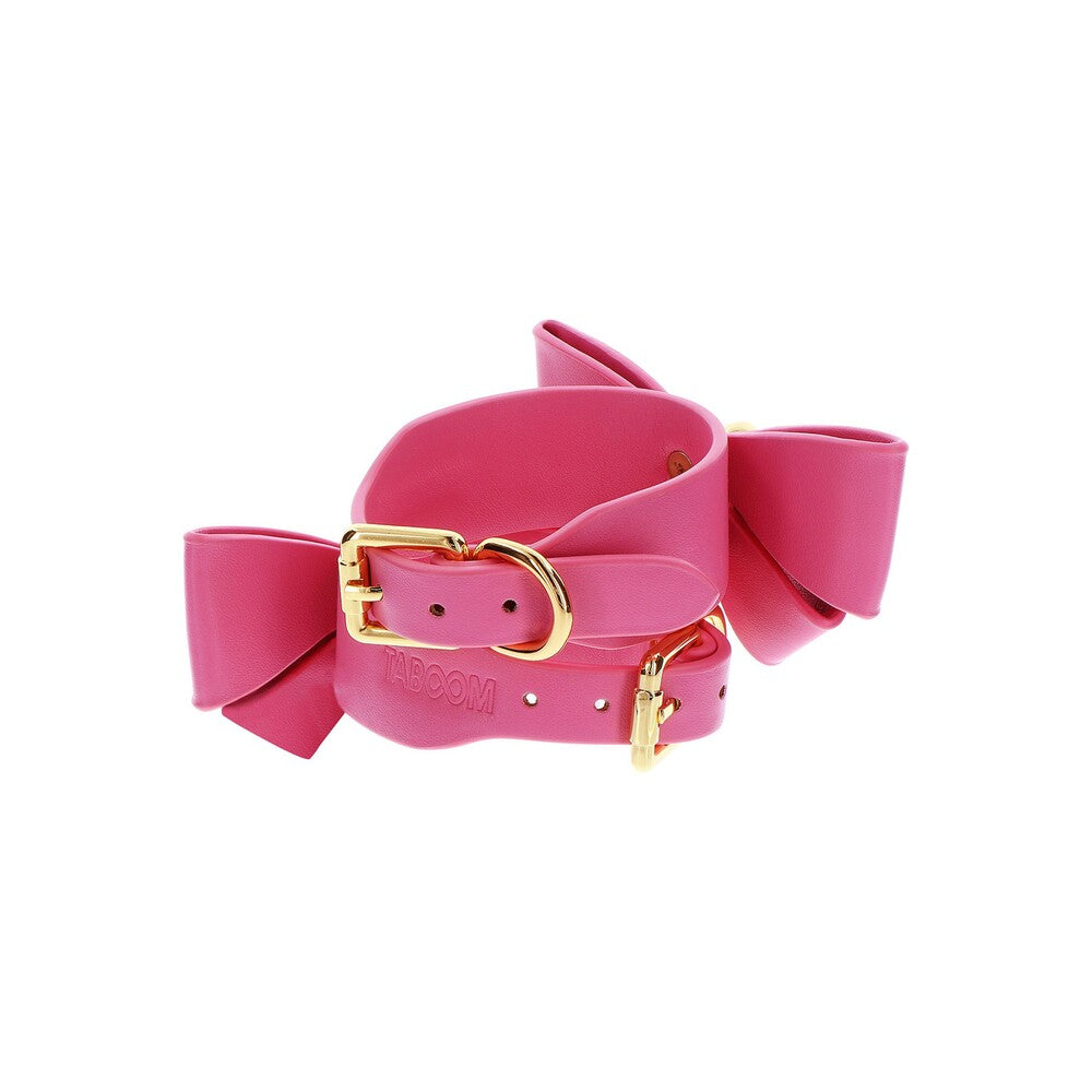 Taboom Pink Vegan Leather Malibu Wrist Cuffs with Bow