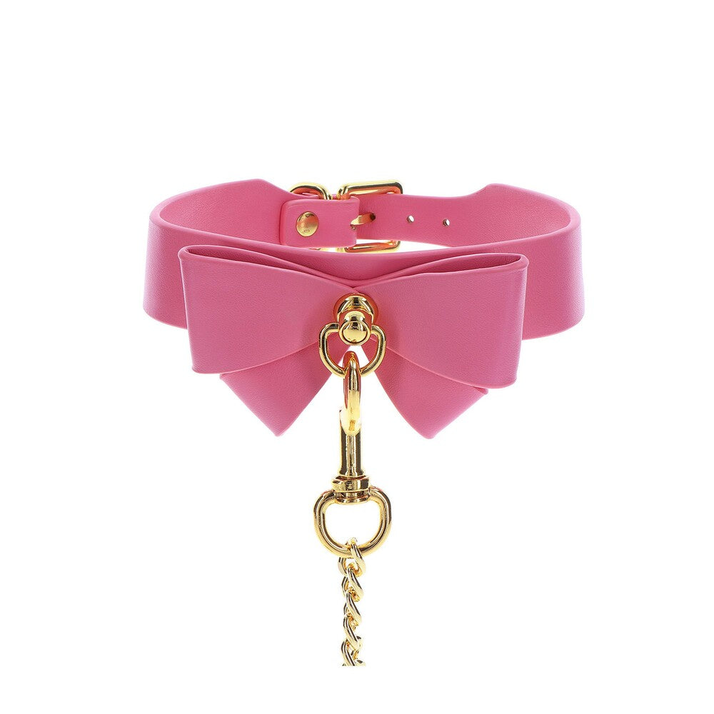 Taboom Pink Vegan Leather Bow Collar and Leash