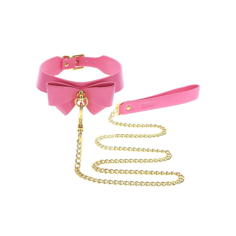 Taboom Pink Vegan Leather Bow Collar and Leash