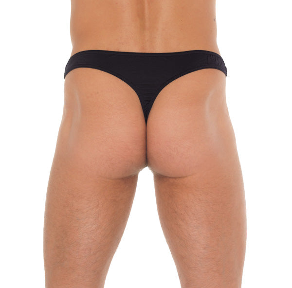 BoldEssentials Black G-String with Net Pouch for Comfort