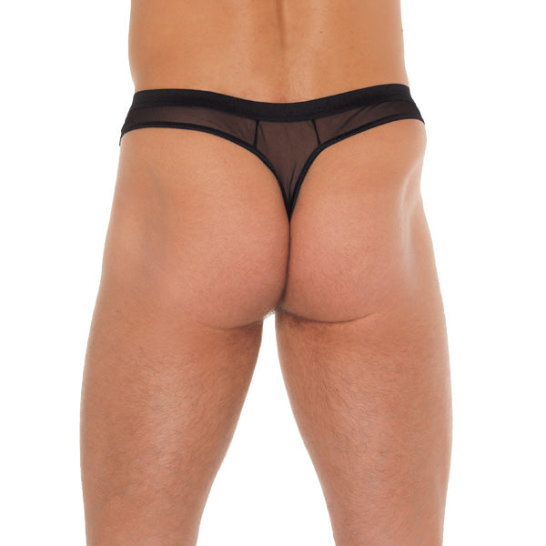 Men's Luxury Black G-String with Penis Sleeve for Comfort