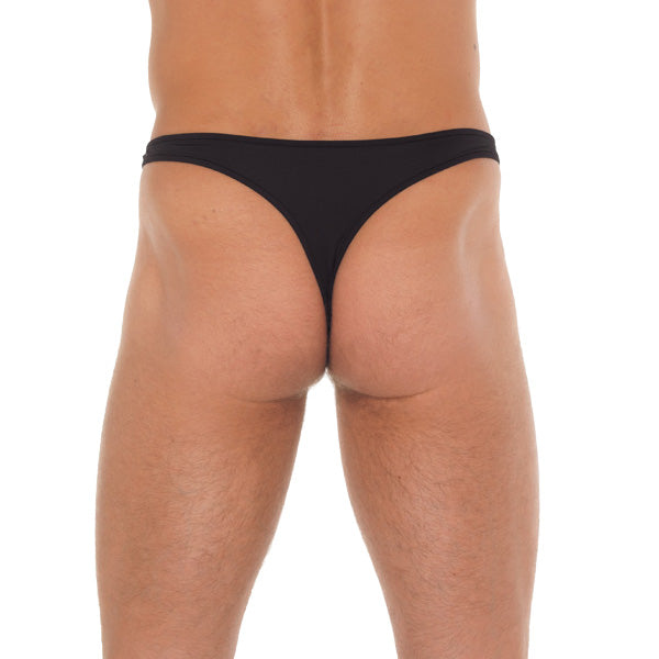 Premium Essentials Men's Black G-String with Metal Connectors