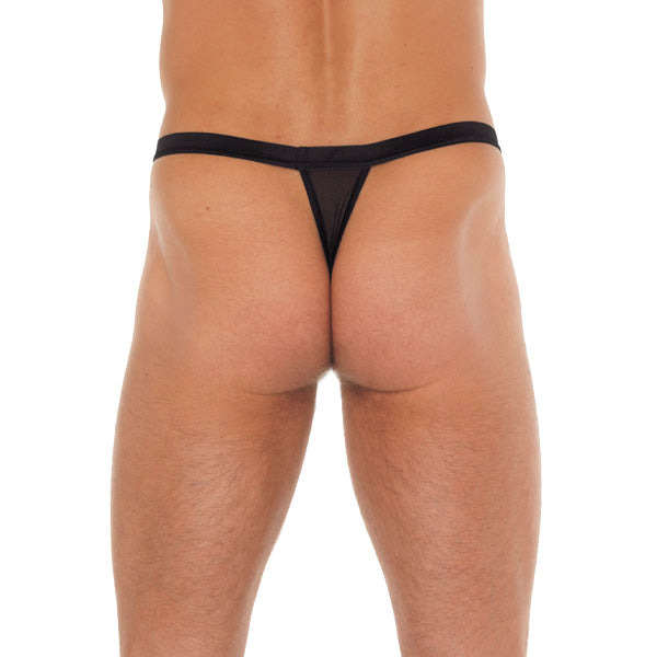 Wild Side Black G-String with Animal Print Pouch and Straps