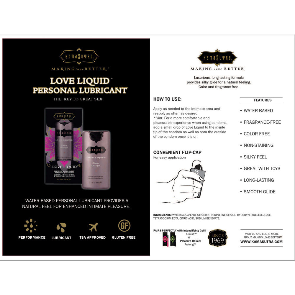 Kama Sutra Clear Water-Based Love Liquid Lubricant 100ml
