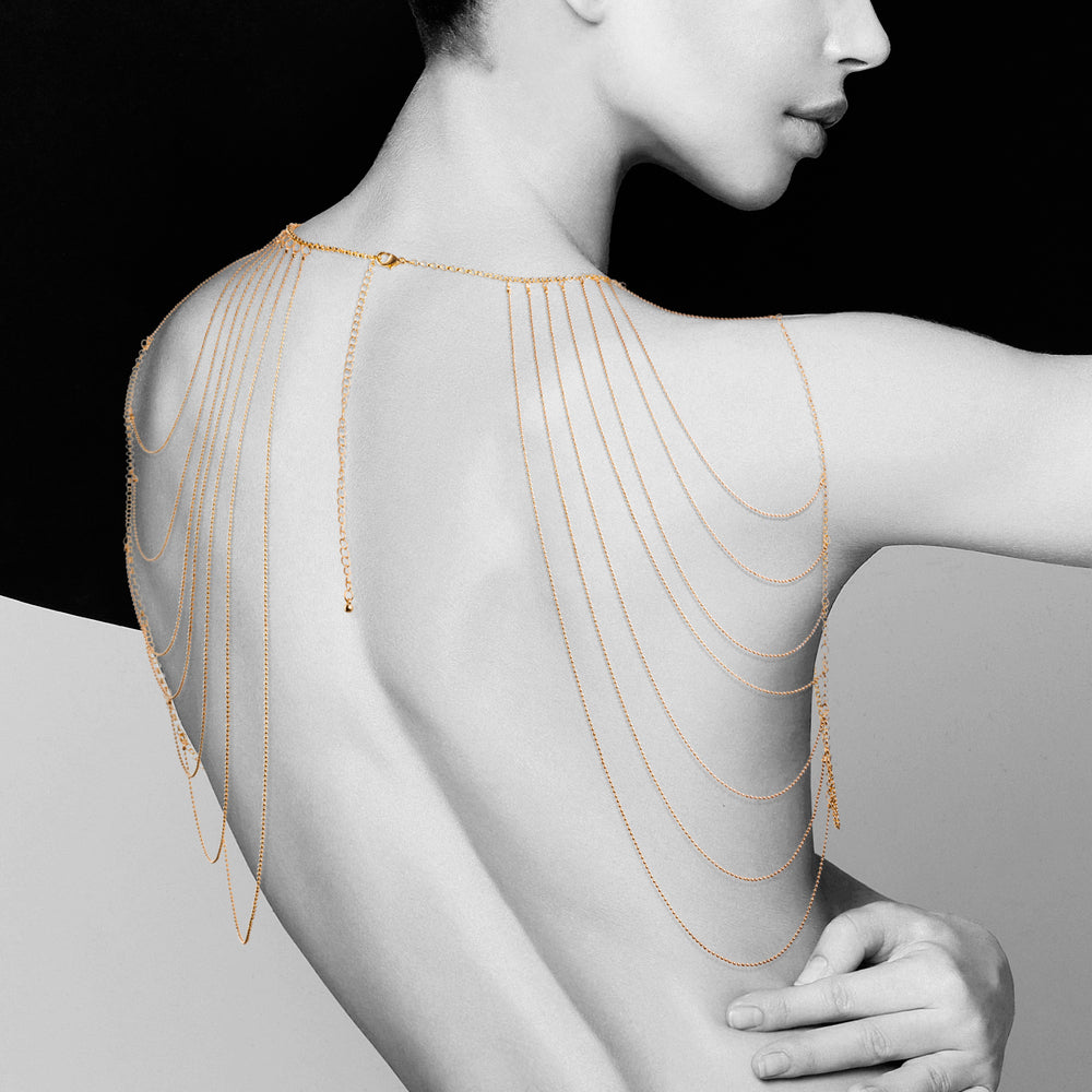 Bijoux Indiscrets Magnifique Gold Shoulder Jewellery on woman back view