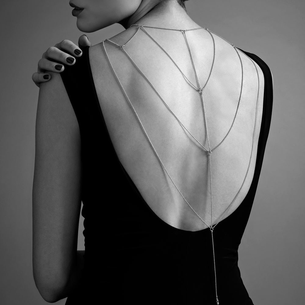 Bijoux Indiscrets Magnifique Back and Cleavage Body Chain on womn back view