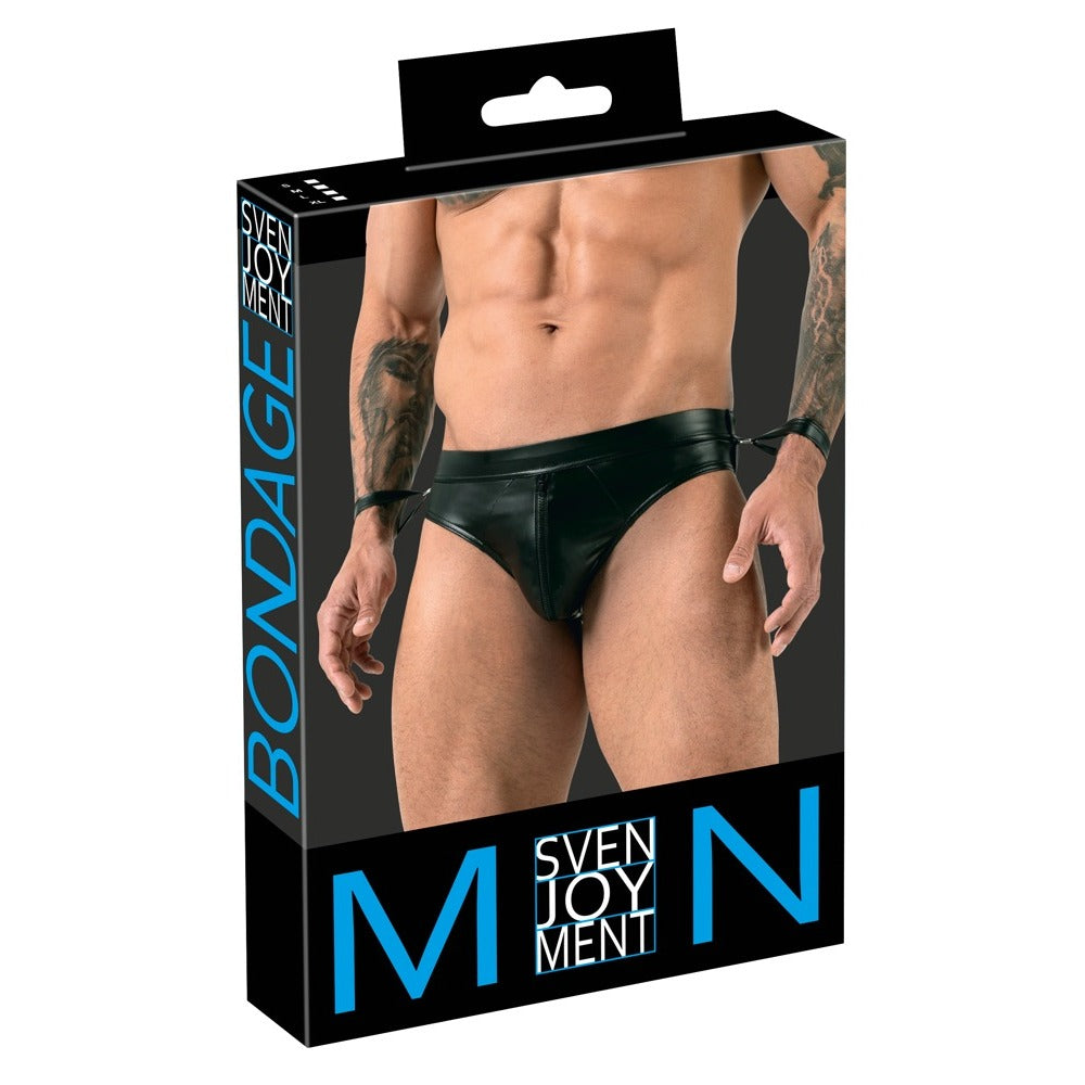 Svenjoyment Black Jock Brief with Handcuffs and Open Back