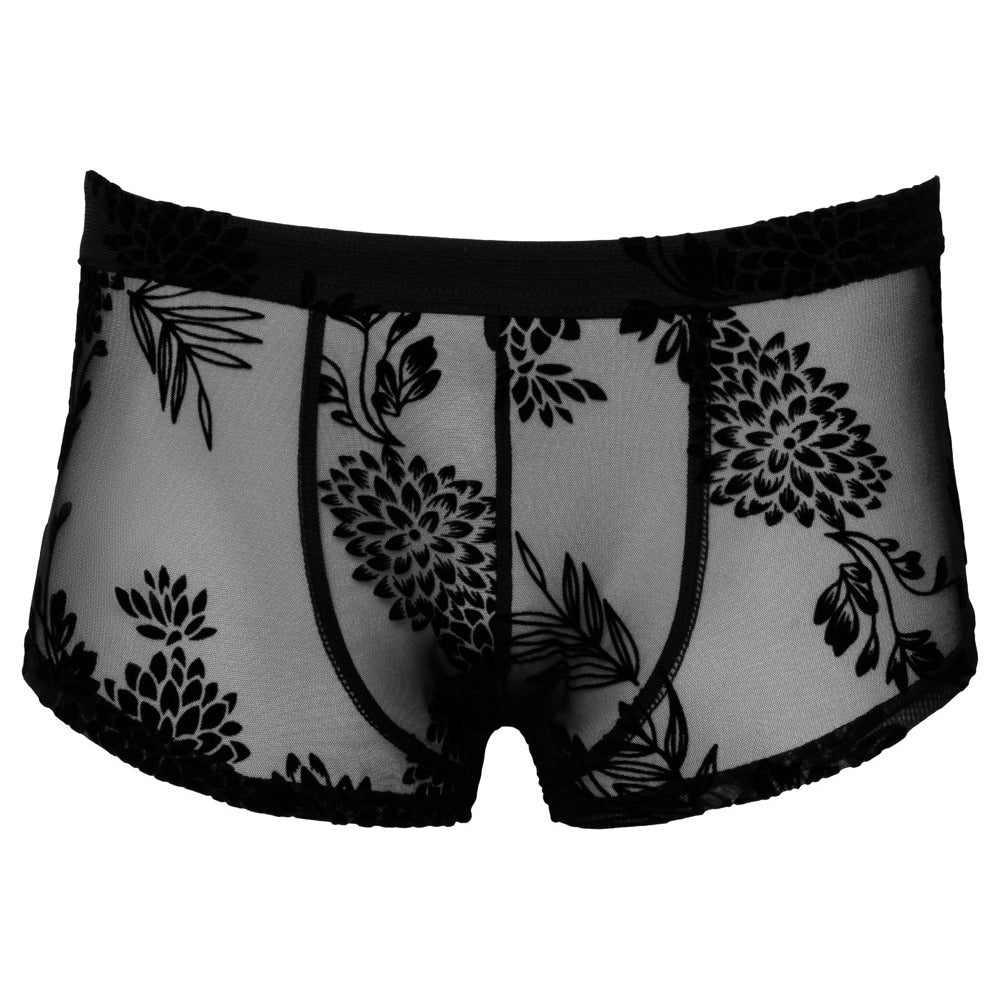 Elegant Noir Black Floral Lace Sheer Pants