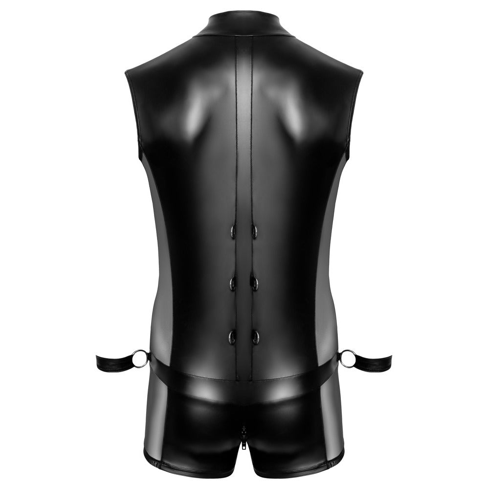 Svenjoyment Black Body Jumpsuit with Restraints and Cuffs