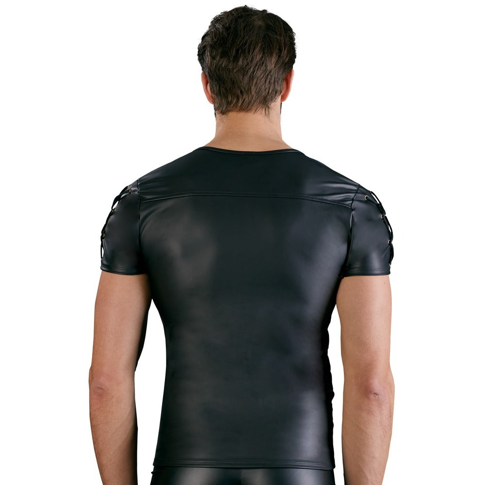NEK Matte Black Straight Cut Shirt with D-Ring and Lace Design