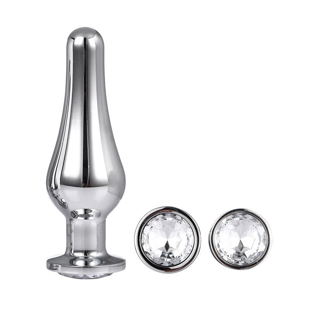 Elegant Gems Silver Butt Plug Set with Tapered Design