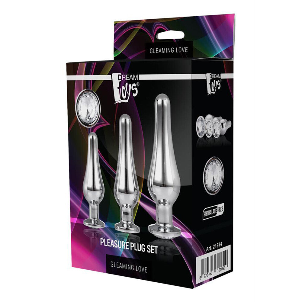 Elegant Gems Silver Butt Plug Set with Tapered Design