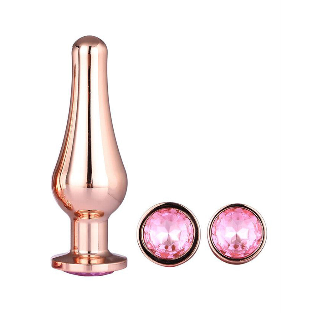 Elegant Indulgence Rose Gold Butt Plug Set with Gemstone