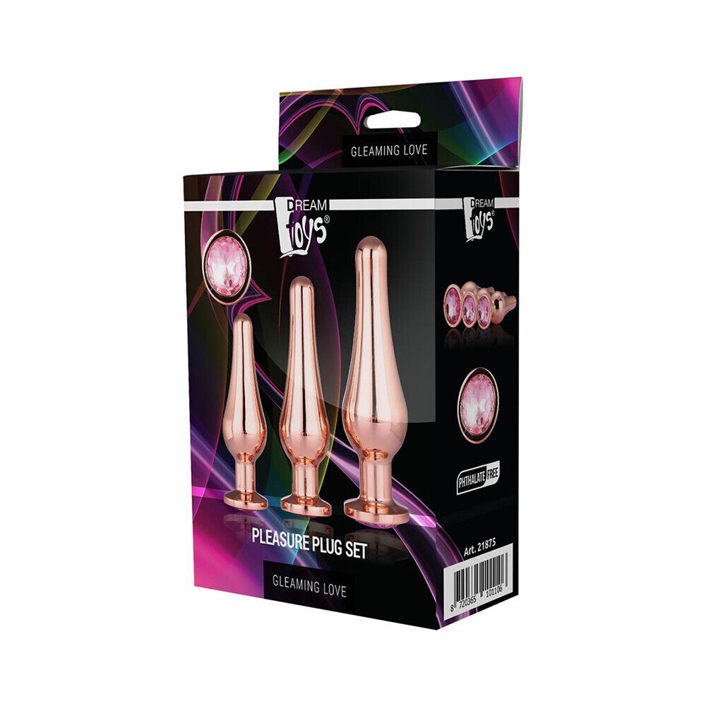 Elegant Indulgence Rose Gold Butt Plug Set with Gemstone