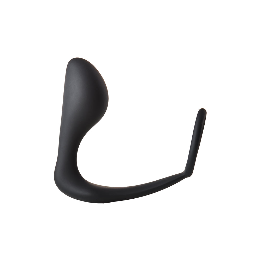 Fantasstic Black Silicone Anal Plug with Adjustable Cockring