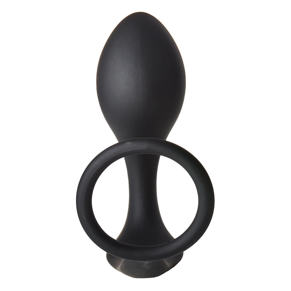 Fantasstic Black Silicone Anal Plug with Adjustable Cockring
