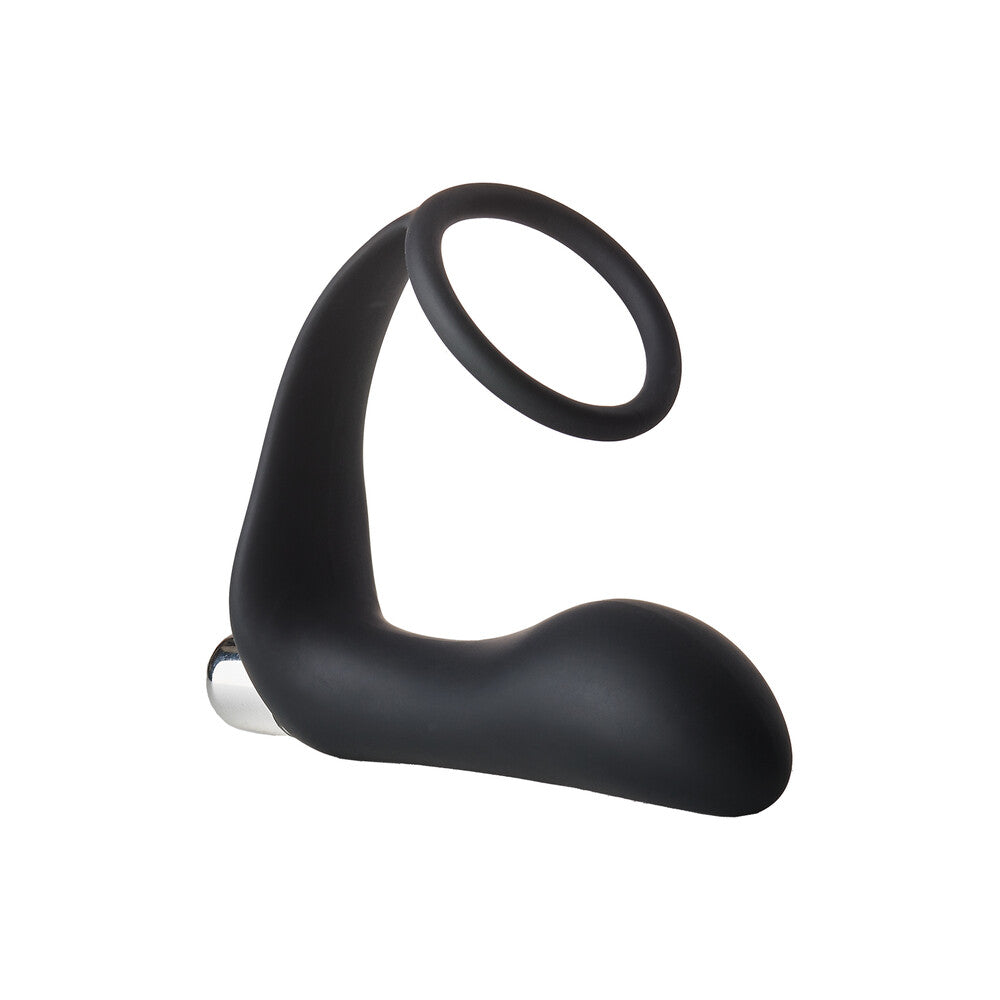 Fantasstic Black Silicone Vibrating Anal Plug with Cockring
