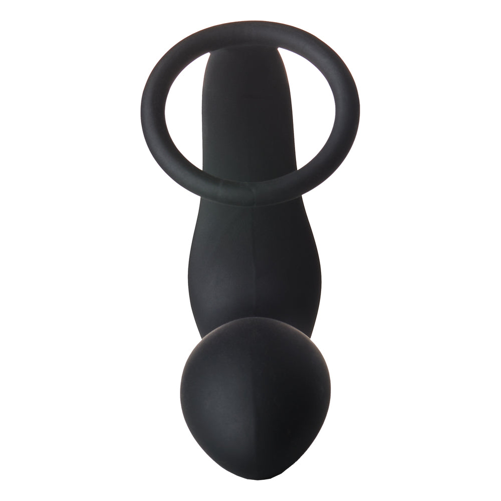 Fantasstic Black Silicone Vibrating Anal Plug with Cockring
