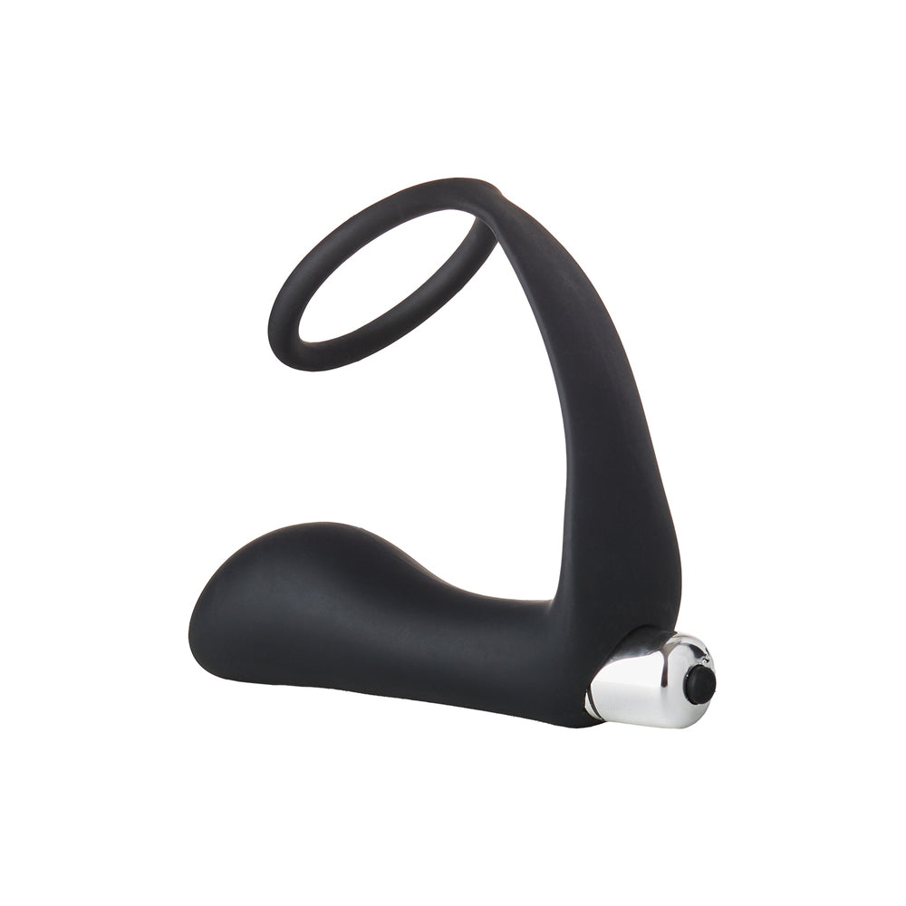 Fantasstic Black Silicone Vibrating Anal Plug with Cockring