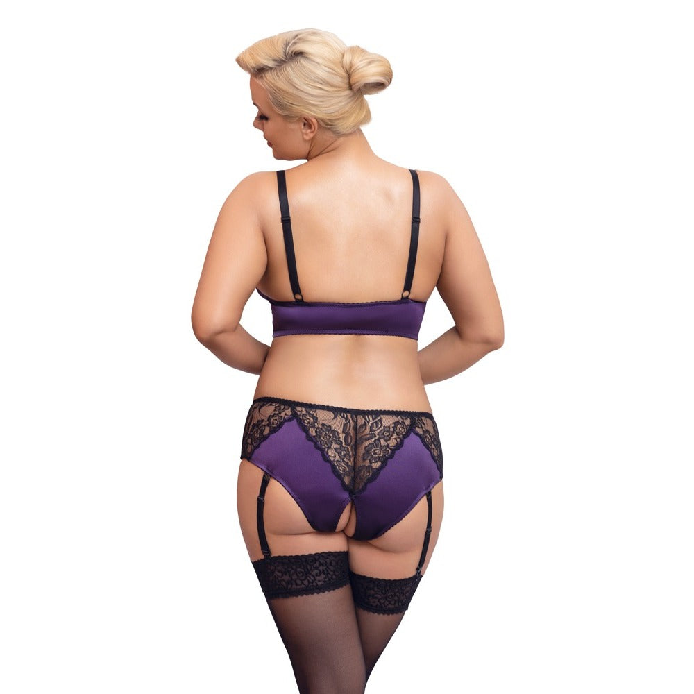 Cottelli Curves Purple Satin Lace Bralette Set