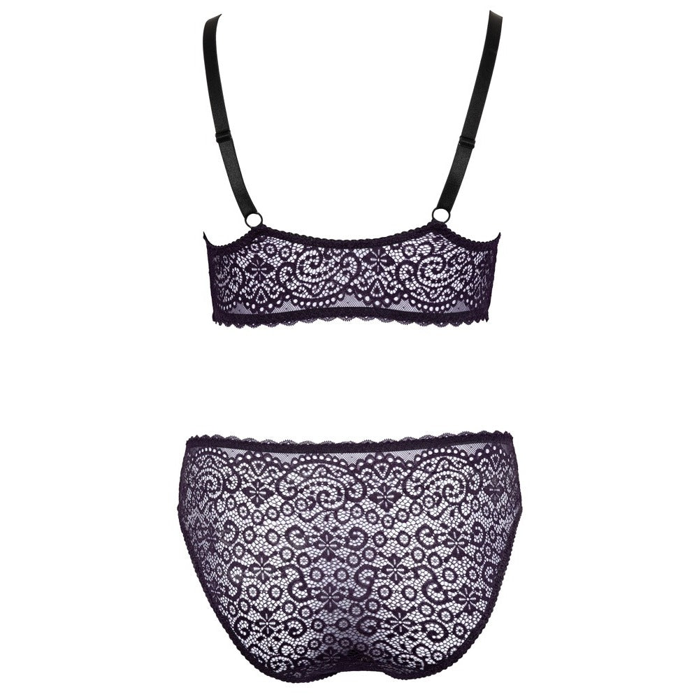 Cottelli Curves Purple Delicate Lace Bralette and Briefs Set