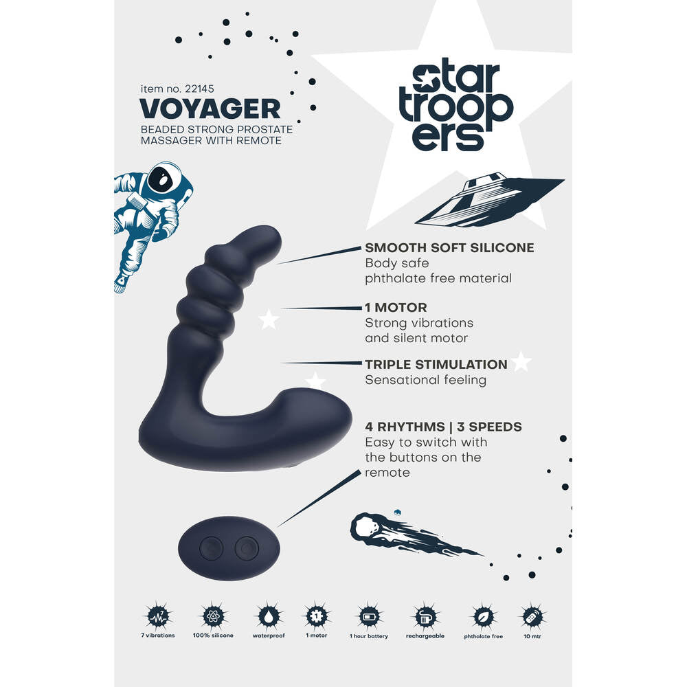 Startroopers Black Voyager Prostate Massager with Remote Control