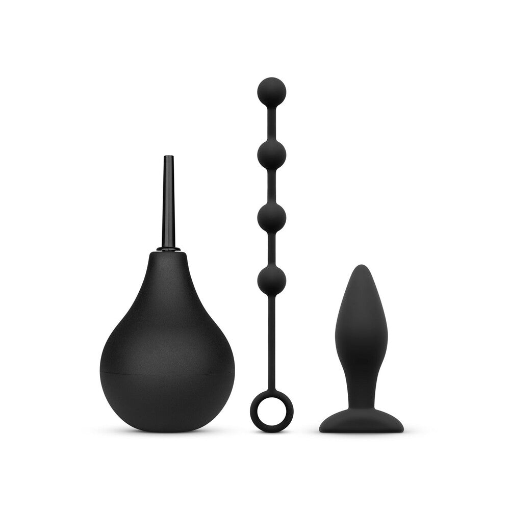Nexus Black Anal Beginner Kit with Silicone Butt Plug and Anal Beads