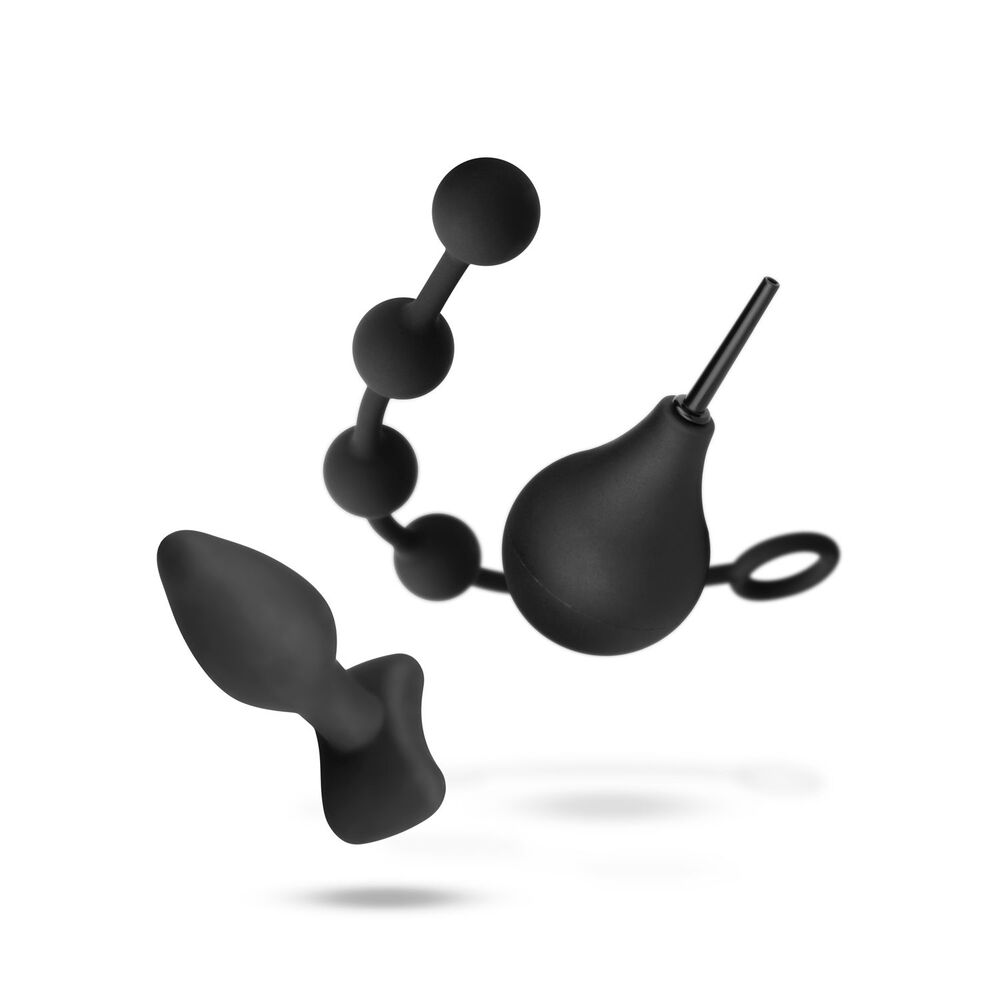Nexus Black Anal Beginner Kit with Silicone Butt Plug and Anal Beads