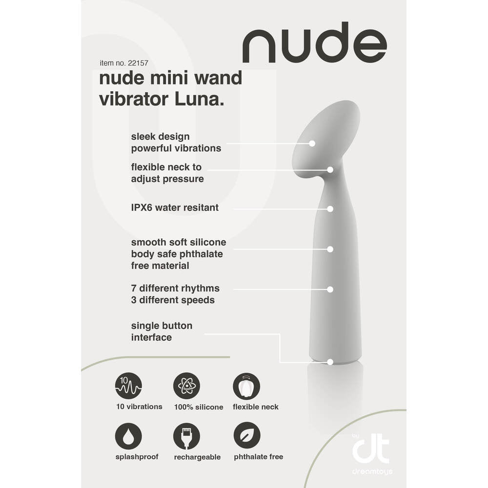 Nude Luna Pink Mini Wand Vibrator with 10 Vibrations