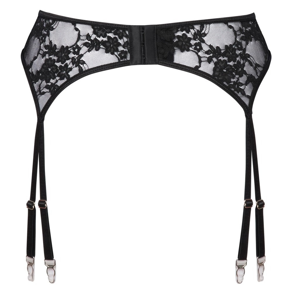 Corsetti Black Floral Lace Suspender Belt with Adjustable Straps