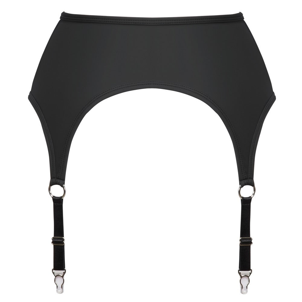 Cottelli Black Matte Zip Suspender Belt with Silver Accents