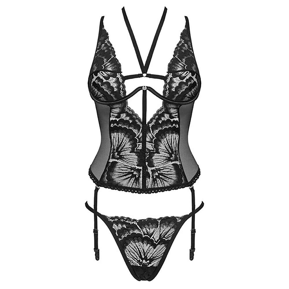 Obsessive Black Lace Alessya Corset with Adjustable Fit